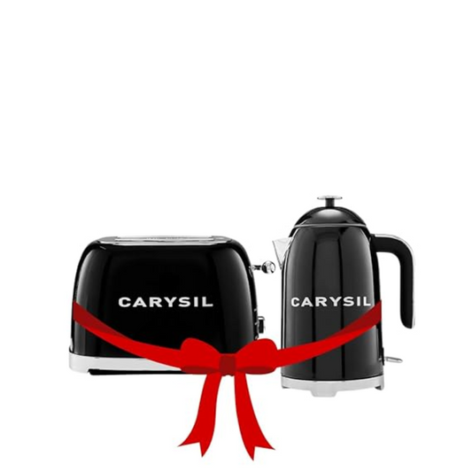 Carysil 1.7L Electric Kettle & 2-Slice Bread Toaster Combo Pack, Stainless Steel Body, Auto Shut-Off, Dry Boil Protection, 6 Browning Settings, Defrost & Reheat, Black Finish, 220V, 1-Year Warranty