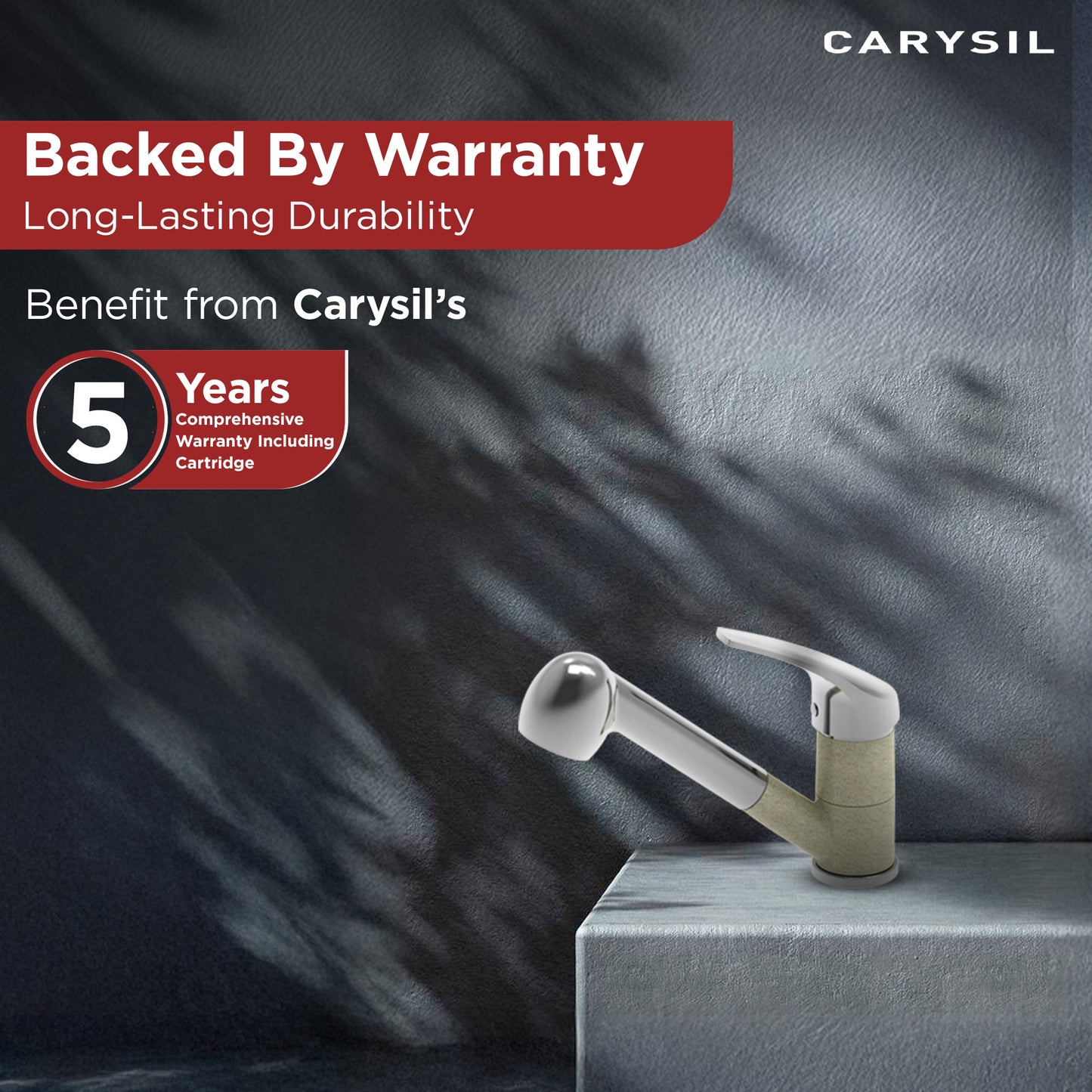 Carysil Alpha 1508 Modern Kitchen Faucet, 360-Degree Swivel Spout, Single-Lever Handle for Hot/Cold Water, Cornflakes, 5-Year Warranty