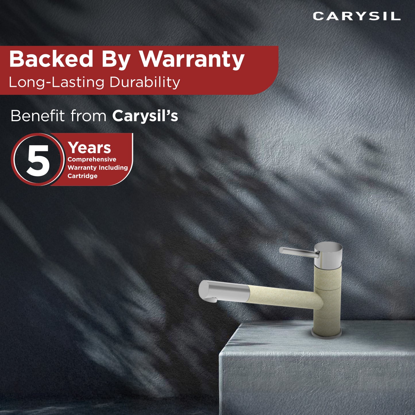 Carysil Alpha 1509 Modern Kitchen Faucet, 360-Degree Swivel Spout, Single-Lever Handle for Hot/Cold Water, Cornflakes, 5-Year Warranty