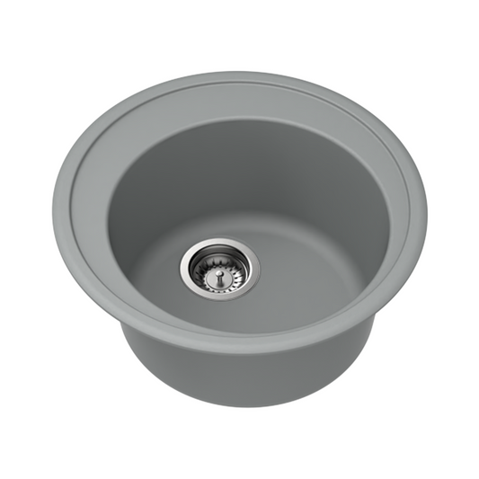 Carysil Quartz Glory N100 Single Bowl Kitchen Sink, Real Stone Finish, 304 Stainless Steel Coupling, Kitchen Sink with Sloping Drain, Noise Reduction Design, 20x20x8 inches, Croma