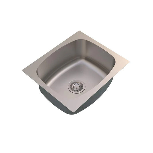 Carysil Elegance Series Single Bowl Kitchen Sink, Stainless Steel Kitchen Sink, 304 Stainless Steel Coupling, Noise Reduction Design, Deep Bowl with Sloping Drain, 20x17x8 inches, Matt Finish
