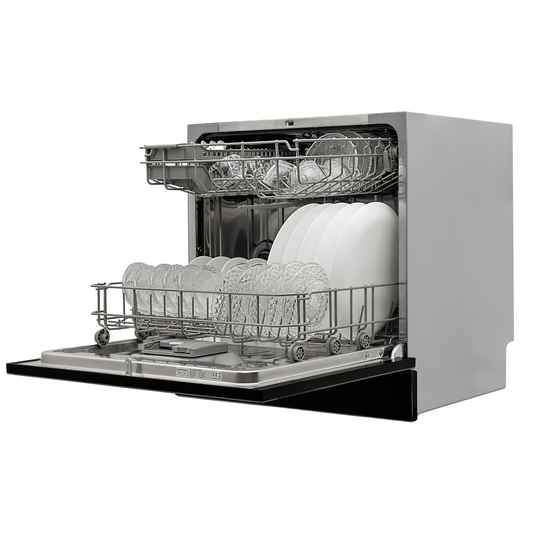 Carysil Free Standing Dishwasher DW-04, A+ Energy Class, 8 Place Setting, 6 Wash Programs, Electronic Control Display, Water Consumption 8Ltr/cycle, 49 dBA Low Noise Operation, Detergent Automation Sensor, Stainless Steel