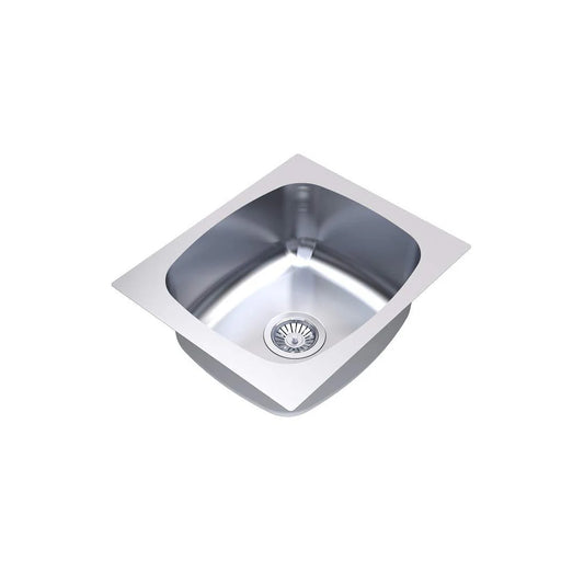Carysil Elegance Series Single Bowl Kitchen Sink, Stainless Steel Kitchen Sink, 304 Stainless Steel Coupling, Noise Reduction Design, Deep Bowl with Sloping Drain, 19x16x7 inches, Glossy Finish