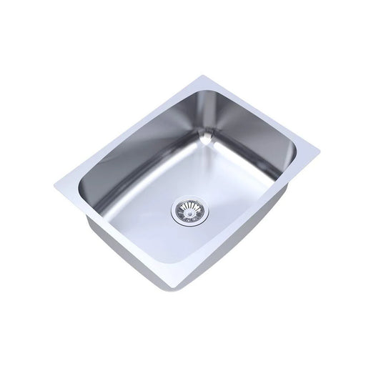Carysil Elegance Series Single Bowl Kitchen Sink, Stainless Steel Kitchen Sink, 304 Stainless Steel Coupling, Noise Reduction Design, Deep Bowl with Sloping Drain, 24x18x8 inches, Glossy Finish