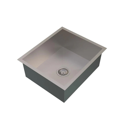 Carysil Quadro Series Zero Radius Single Bowl Kitchen Sink, Stainless Steel Kitchen Sink, 304 Coupling, Noise Reduction Design, Deep Bowl with Sloping Drain, 21x18x9 inches, Satin Finish