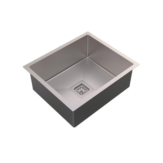 Carysil Micro Radius R10 Series Single Bowl Kitchen Sink, Stainless Steel Kitchen Sink, 10mm Corner Radius, 304 Stainless Steel Coupling, Noise Reduction Design, Deep Bowl with Sloping Drain, 24x18x8 inches, Satin Finish