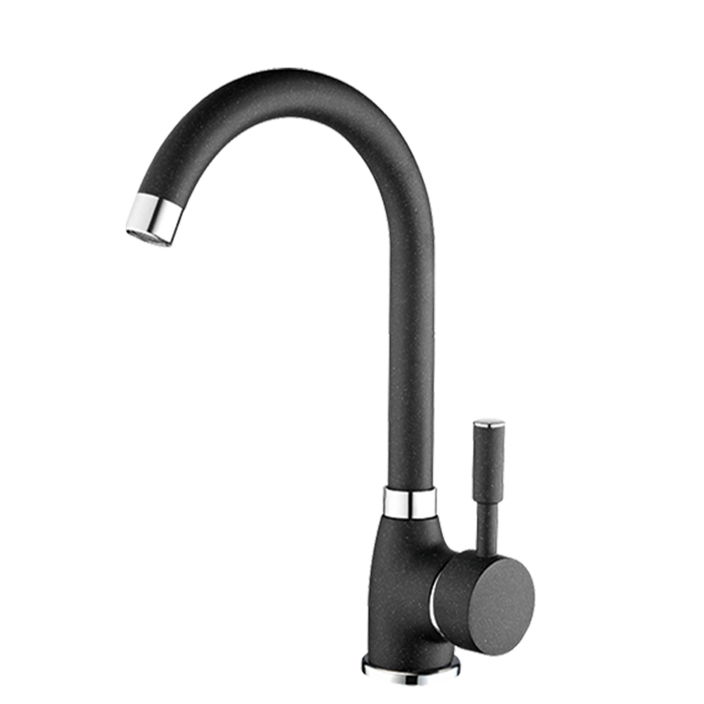 Carysil Alpha 1504 Modern Kitchen Faucet, High Arc with 360-Degree Swivel, Single-Lever Handle for Hot/Cold Water, Nera, 5-Year Warranty