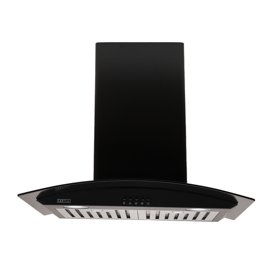 Carysil Cero 90 cm Kitchen Chimney, Curved Shape, 1150 m³/hr Suction Capacity, Baffle Filter, 3-Speed Push Button Control, Oil Collector, LED Lamp, 7-year Motor Warranty
