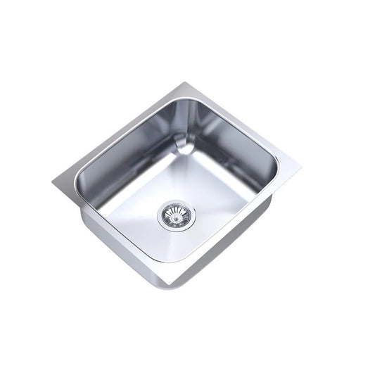 Carysil Elegance Series Single Bowl Kitchen Sink, Stainless Steel Kitchen Sink, 304 Stainless Steel Coupling, Noise Reduction Design, Deep Bowl with Sloping Drain, 21x18x8 inches, Glossy Finish