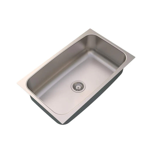 Carysil Elegance Series Single Bowl Kitchen Sink, Stainless Steel Kitchen Sink, 304 Stainless Steel Coupling, Noise Reduction Design, Deep Bowl with Sloping Drain, 30x18x8 inches, Matt Finish