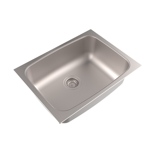 Carysil Serene Single Bowl Kitchen Sink, Stainless Steel Kitchen Sink, 304 Stainless Steel Coupling, Noise Reduction Design, Deep Bowl with Sloping Drain, 24x18x8 inches, Matt Finish