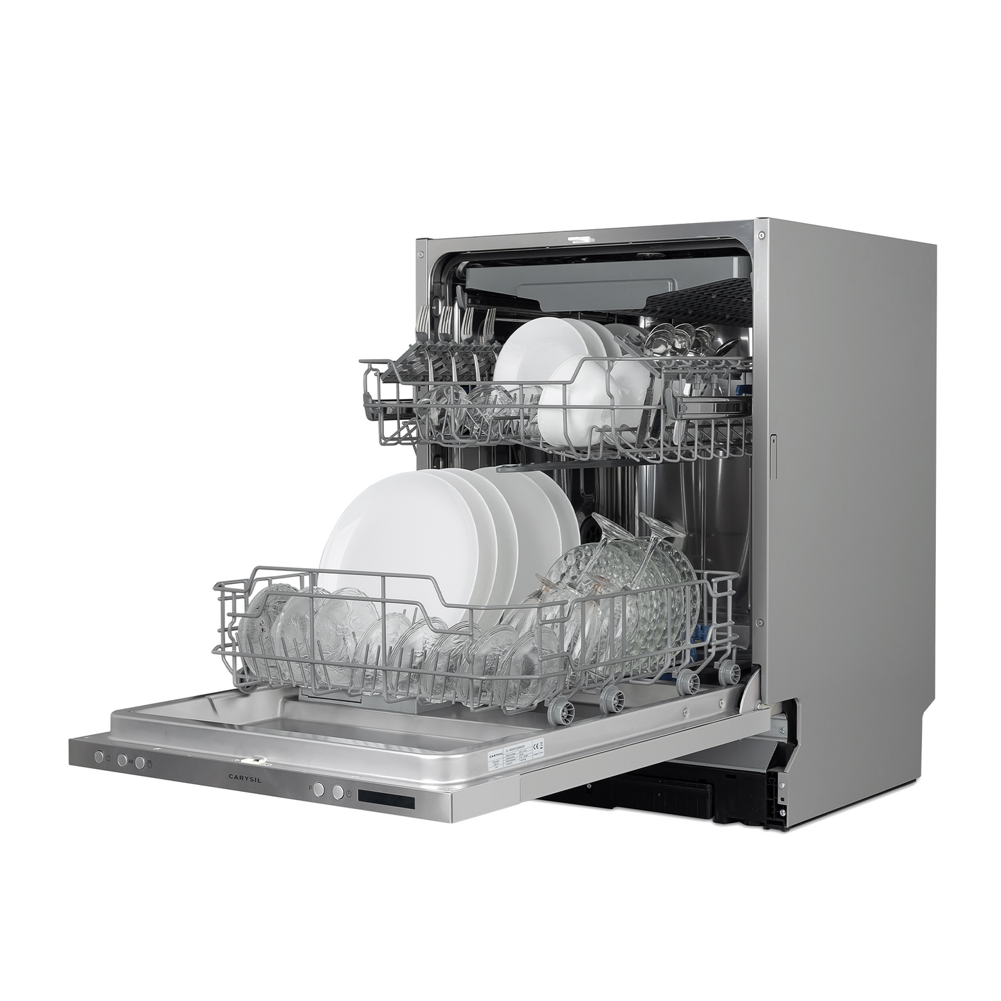 Carysil Fully Built-in Dishwasher DW-01, A++ Energy Class, 14 Place Setting, 7 Wash Programs, Touch Control Display, Water Consumption 10Ltr/cycle, 44 dBA Low Noise Operation, Detergent Automation Sensor, Stainless Steel