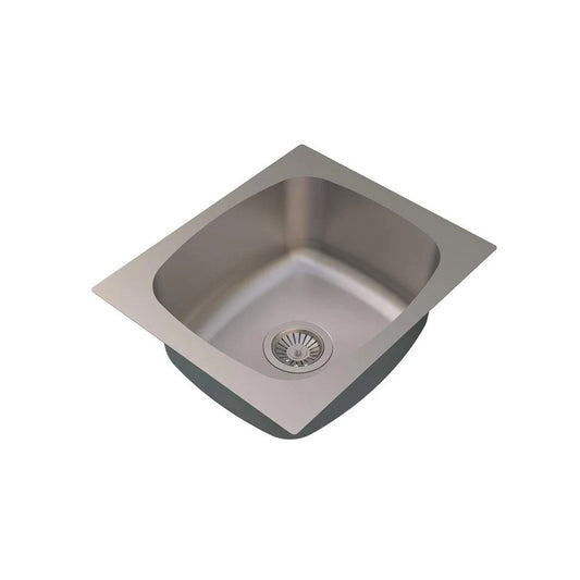 Carysil Elegance Series Single Bowl Kitchen Sink, Stainless Steel Kitchen Sink, 304 Stainless Steel Coupling, Noise Reduction Design, Deep Bowl with Sloping Drain, 19x16x7 inches, Matt Finish