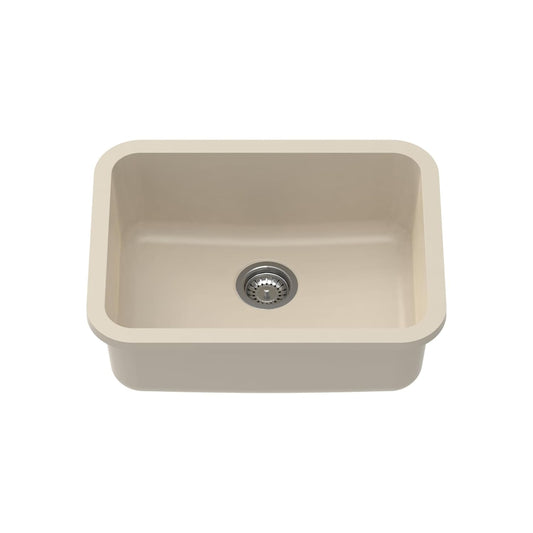 Carysil Quartz Q 320 Grande Single Bowl Kitchen Sink, Real Stone Finish, 304 Stainless Steel Coupling, Kitchen Sink with Sloping Drain, Noise Reduction Design, 24x18x8 inches, Cream