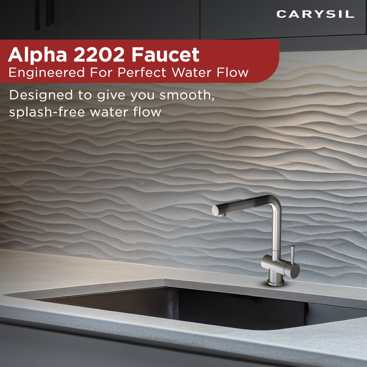 Carysil Alpha 2202 Modern Kitchen Faucet with Pull-Out Spray, High Arc with 360-Degree Swivel Spout, Single-Lever Handle for Hot/Cold Water, Chrome, 5-Year Warranty