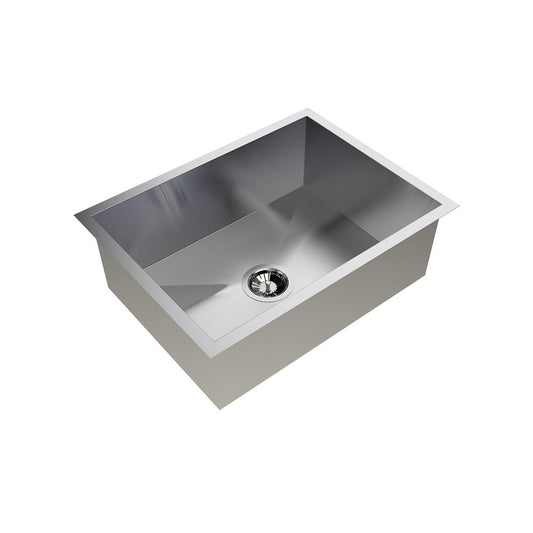 Carysil Quadro Series Zero Radius Single Bowl Kitchen Sink, Stainless Steel Kitchen Sink, 304 Coupling, Noise Reduction Design, Deep Bowl with Sloping Drain, 24x18x9 inches, Satin Finish