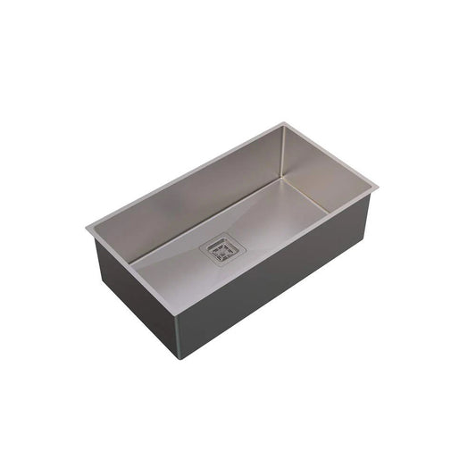 Carysil Micro Radius R10 Series Single Bowl Kitchen Sink, Stainless Steel Kitchen Sink, 10mm Corner Radius, 304 Stainless Steel Coupling, Noise Reduction Design, Deep Bowl with Sloping Drain, 31x17x9 inches, Satin Finish