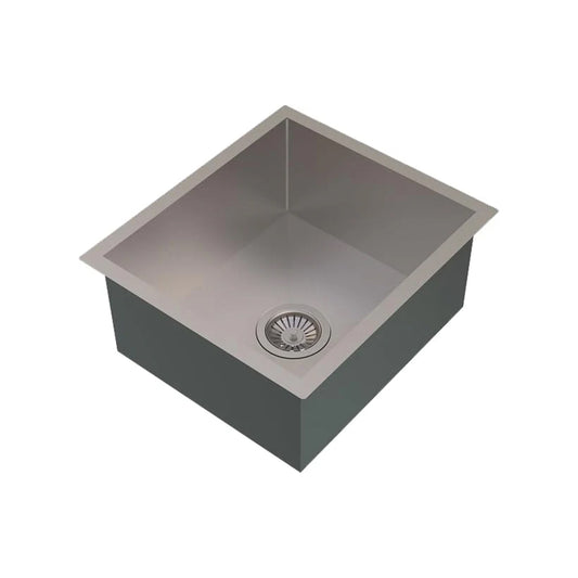 Carysil Quadro Series Zero Radius Single Bowl Kitchen Sink, Stainless Steel Kitchen Sink, 304 Coupling, Noise Reduction Design, Deep Bowl with Sloping Drain, 18x16x8 inches, Satin Finish