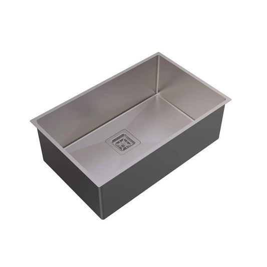 Carysil Micro Radius R10 Series Single Bowl Kitchen Sink, Stainless Steel Kitchen Sink, 10mm Corner Radius, 304 Stainless Steel Coupling, Noise Reduction Design, Deep Bowl with Sloping Drain, 27x17x9 inches, Satin Finish