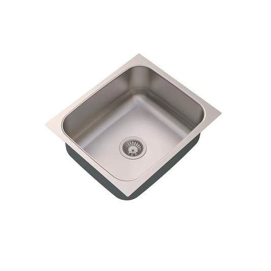 Carysil Elegance Series Single Bowl Kitchen Sink, Stainless Steel Kitchen Sink, 304 Stainless Steel Coupling, Noise Reduction Design, Deep Bowl with Sloping Drain, 21x18x8 inches, Matt Finish