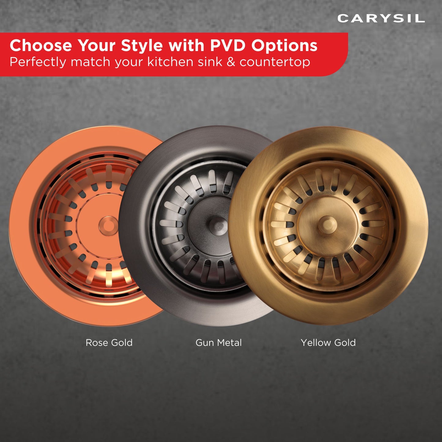 Carysil Round Waste Coupling for Kitchen Sink, Premium 304-grade Stainless Steel Coupling, Removable Waste Strainer for Kitchen Sink, Rust-Free, Corrosion-Resistant, Yellow Gold PVD Finish