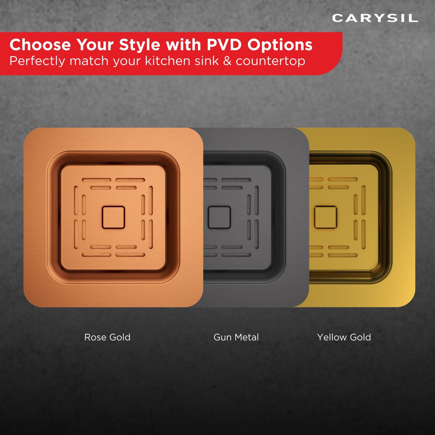 Carysil 304 Grade Stainless Steel Square Waste Coupling with Removable Waste Strainer Assembly, Corrosion-Resistant, Efficient Drainage System - Rose Gold PVD Finish