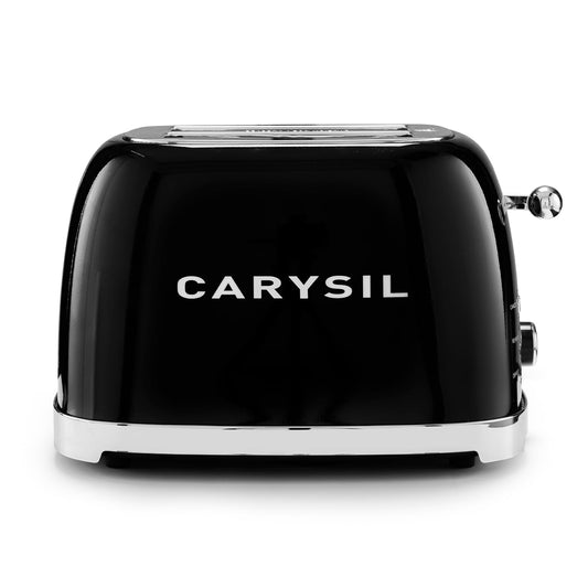 Carysil 2-Slice Bread Toaster with Retro Design, 6 Browning Settings, Defrost, Reheat & Cancel Functions, LED Lighting, Stainless Steel Body, Premium Black Finish, 220V, 1-Year Warranty