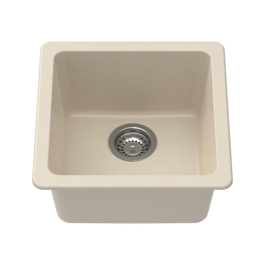 Carysil Quartz Neo Salsa Single Bowl Kitchen Sink, Real Stone Finish, 304 Stainless Steel Coupling, Kitchen Sink with Sloping Drain, Noise Reduction Design, 17x17x8 inches, Cream