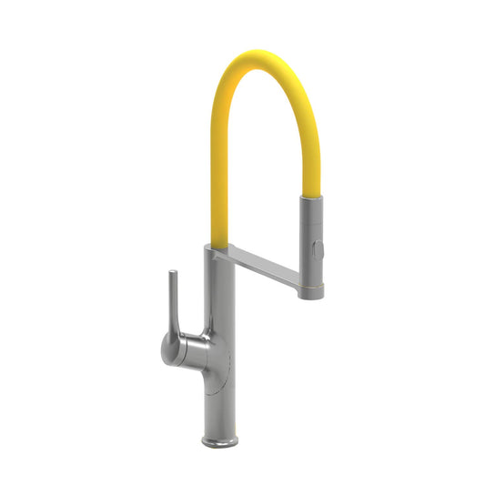 Carysil ALA 1511 Brass Kitchen Faucet with 360 Degree spout Sprayer and Single Handle Pull Down Kitchen Sink Faucet - Yellow