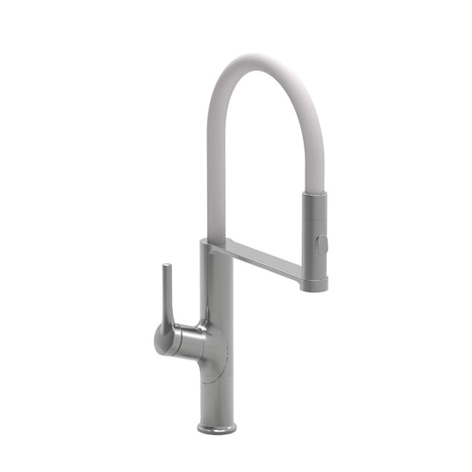 Carysil ALA 1511 Brass Kitchen Faucet with 360 Degree spout Sprayer and Single Handle Pull Down Kitchen Sink Faucet - White