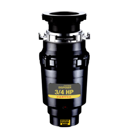 Carysil Food Waste Disposer for Home Sink, 3/4 HP Standard, Ideal for 2-6 Person Family, Powerful 2500 RPM DC Motor with Low Noise, Corrosion-Proof & Stainless Steel Grinding Components, Fits under the Kitchen Sink, Black