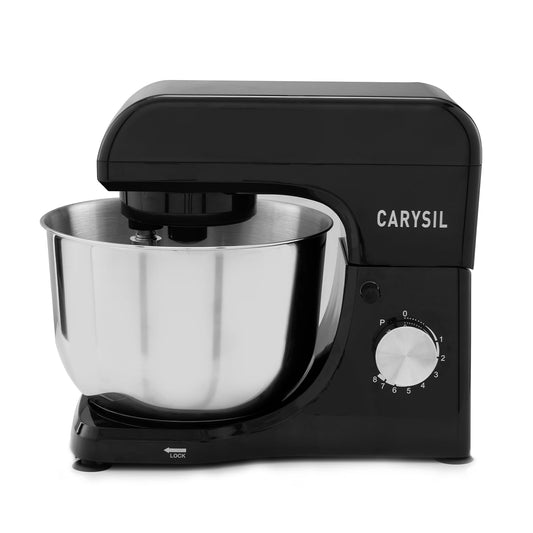 Carysil Stand Mixer, 6 Speed Settings with Pulse, Die-Cast Dough Hook & Whisk, 4.5L Removable Bowl, 220V DC Motor, Pizza Dough & Cake Mixer, Food Processor for Kitchen Use, Premium Black Finish