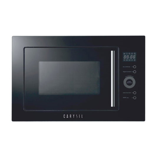 Carysil Built-in Microwave MWO-01, 25L Capacity, Touch Control Panel with LED Display, 10 Cook Menu, Microwave, Grill, Convection, Defrost & Multi Stage Cooking, Stainless Steel Finish, Black