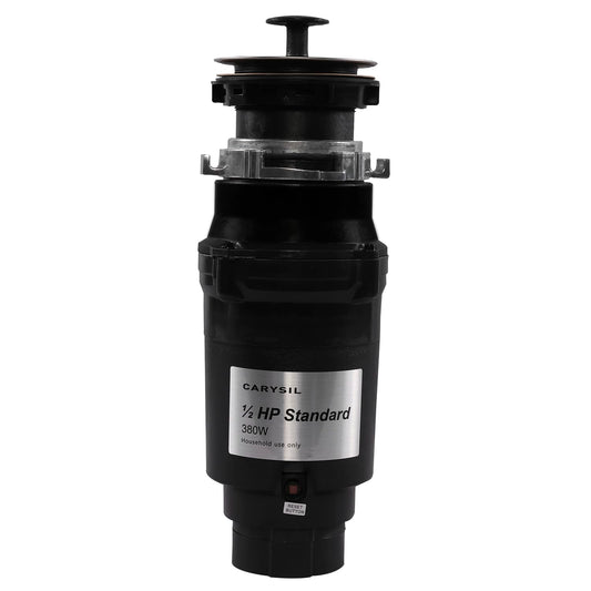Carysil Food Waste Disposer for Kitchen Sink, 1/2 HP Standard, Ideal for 2-5 Person Family, Powerful 2500 RPM DC Motor with Low Noise, Corrosion-Proof & Stainless Steel Grinding Components, Fits under the Kitchen Sink, Black
