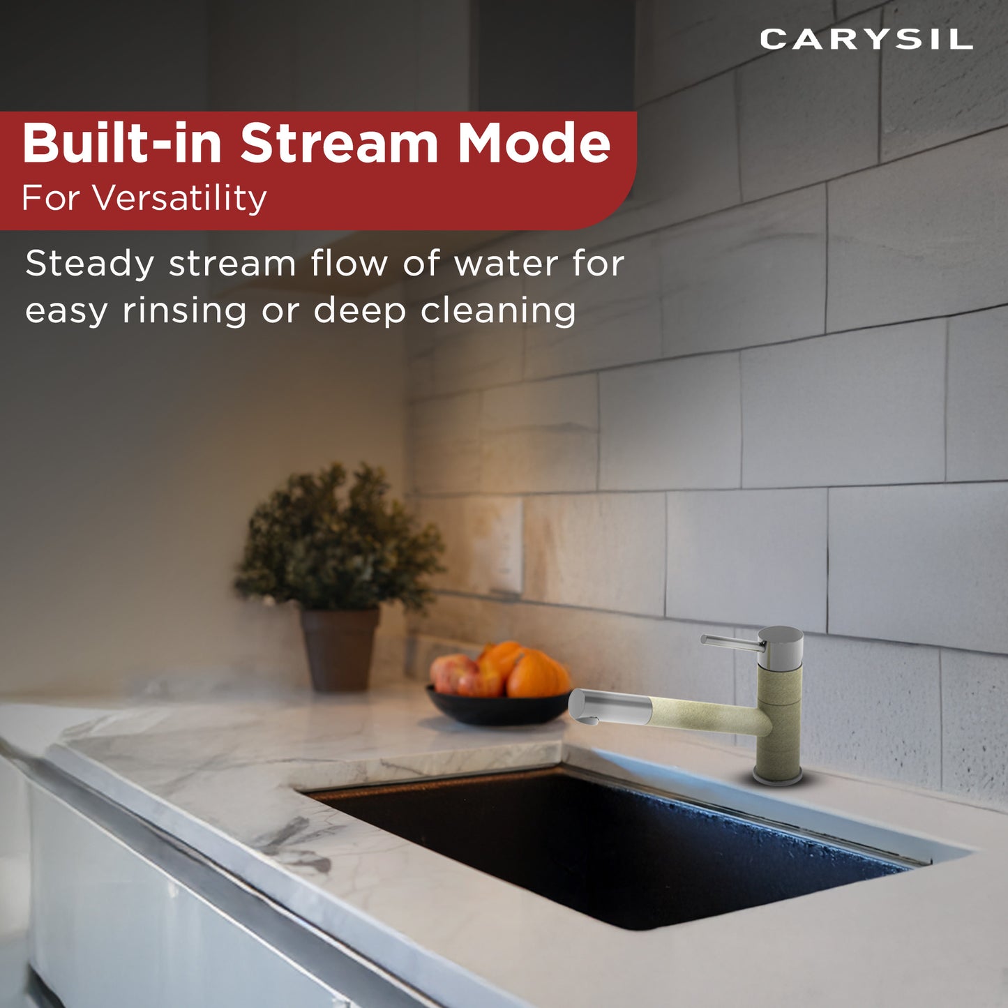 Carysil Alpha 1509 Modern Kitchen Faucet, 360-Degree Swivel Spout, Single-Lever Handle for Hot/Cold Water, Cornflakes, 5-Year Warranty