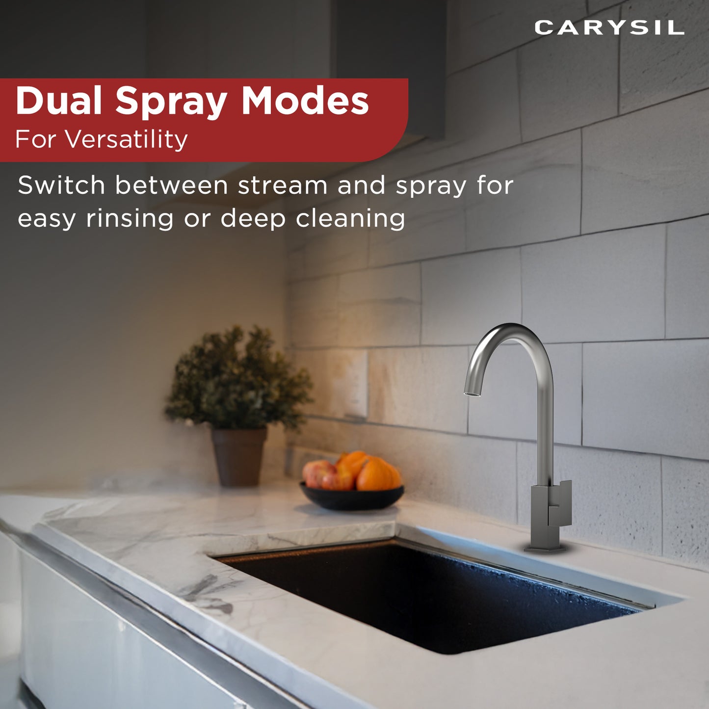 Carysil CT-02 Cold Tap Modern Kitchen Faucet, 360-Degree Swivel, Single-Lever Handle for Cold Water, Chrome Finish, 5-Year Warranty