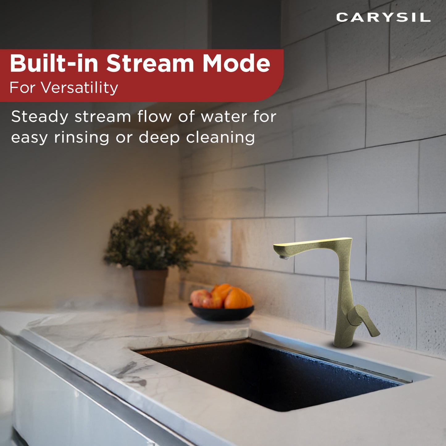 Carysil Alpha 1506 Modern Kitchen Faucet, 360-Degree Swivel Spout, Single-Lever Handle for Hot/Cold Water, Cornflakes, 5-Year Warranty