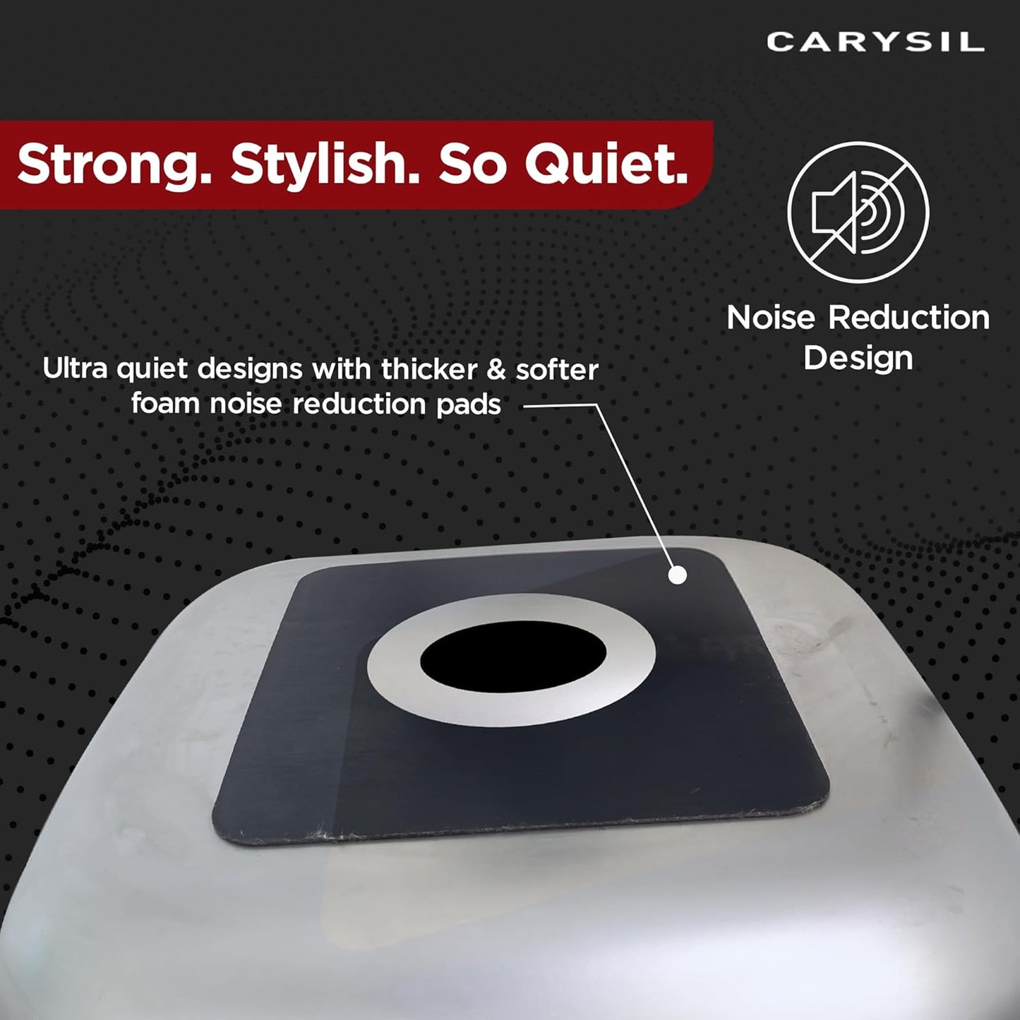 CarysilâŻElegance ESG Ultra Gloss Stainless Steel Kitchen Sink, 24x18x8 inches, Single Bowl Stainless Sink, Noise Reduction Technology, Heat, Scratch & Stain Resistant, Sloping Drains, 304 SS Coupling