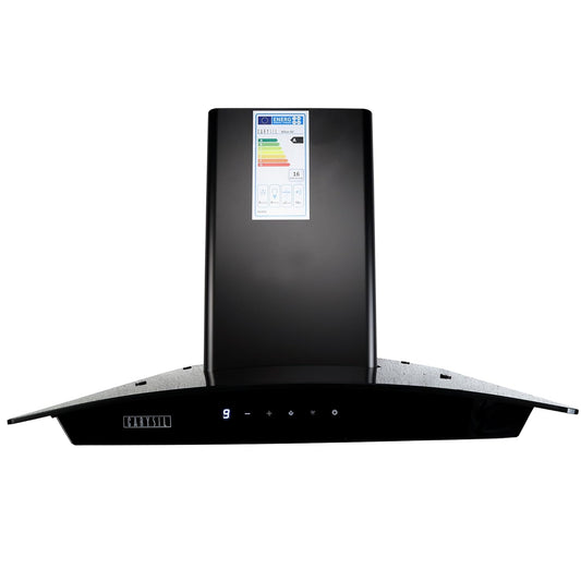 Carysil Milan 60 cm Kitchen Chimney, Curved Shape, 1200 m³/hr Suction Capacity, Filterless, BLDC Silent Motor, Heat Auto Clean, 9-speed Motion Sensor, A-Energy Class, LED Lamp, 12-year Motor Warranty