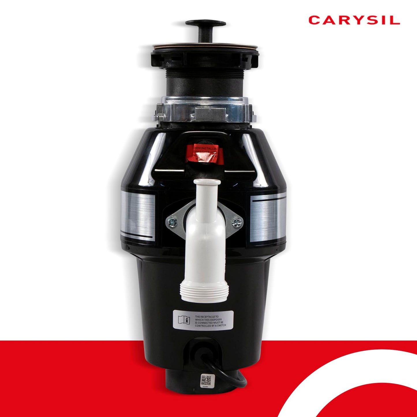 Carysil Food Waste Disposer for Home Sink, 1/2 HP Heavy Duty, Ideal for 5-7 Person Family, Powerful 2500 RPM DC Motor with Low Noise, Corrosion-Proof & Stainless Steel Grinding Components, Fits Under The Kitchen Sink, Black