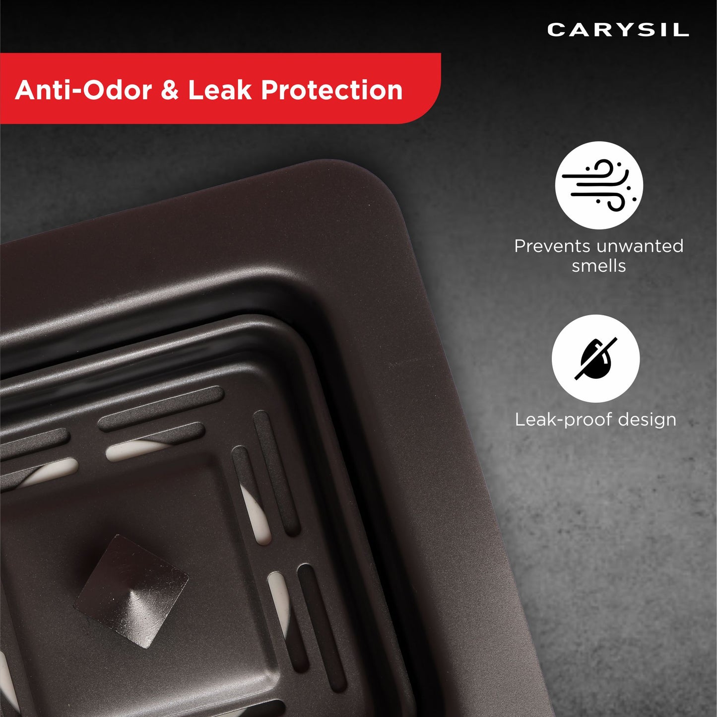 Carysil Square Waste Coupling for Kitchen Sink, Premium 304-grade Stainless Steel Coupling, Removable Waste Strainer for Kitchen Sink, Rust-free, Corrosion-Resistant, Matt Black PVD Finish