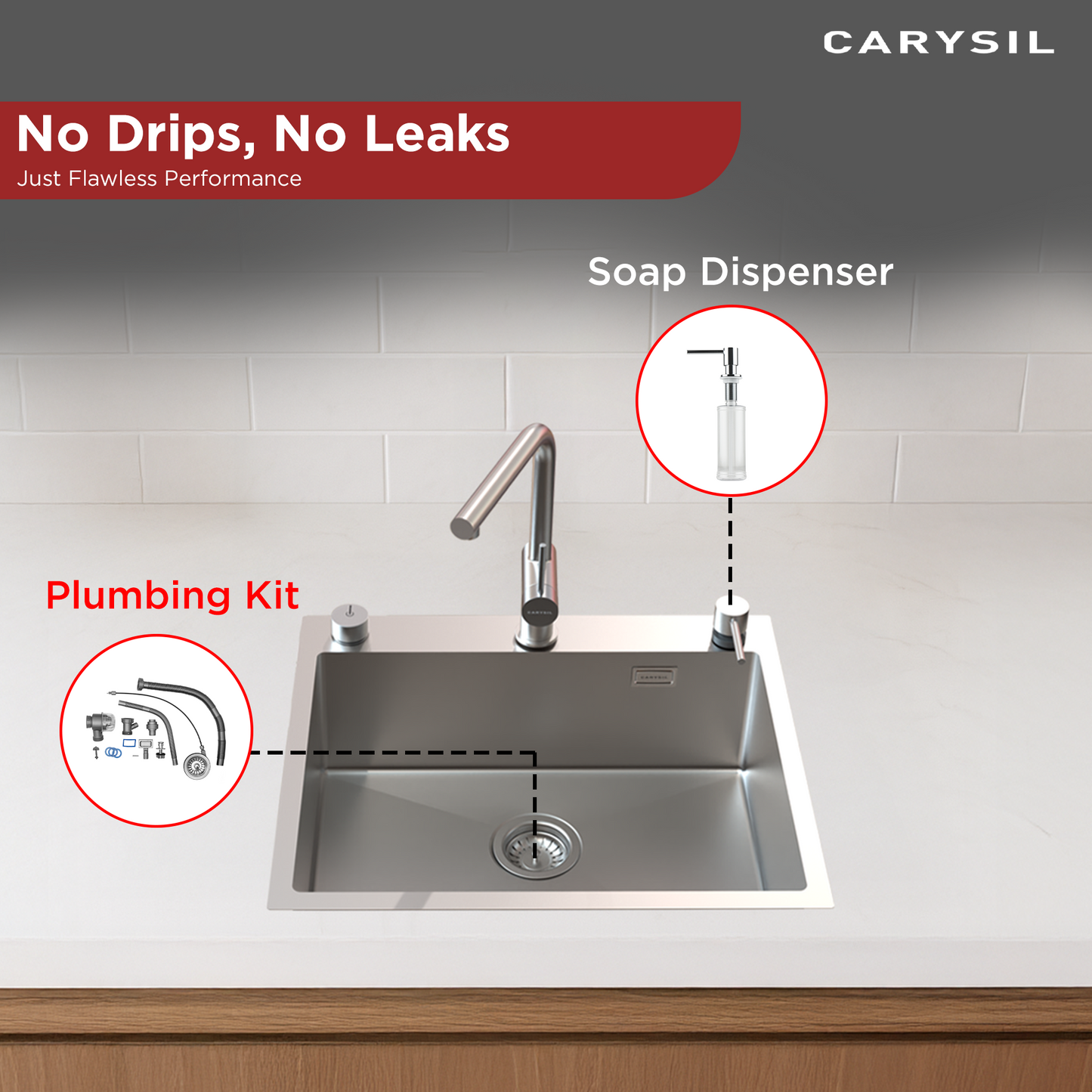 Carysil All-in-one Workstation Sink, 304 Stainless Steel Kitchen Sink with Pull-out Faucet, Soap Dispenser, Chopping Board, Flexible Basket, Colander, 22x20x8 inches, Chrome