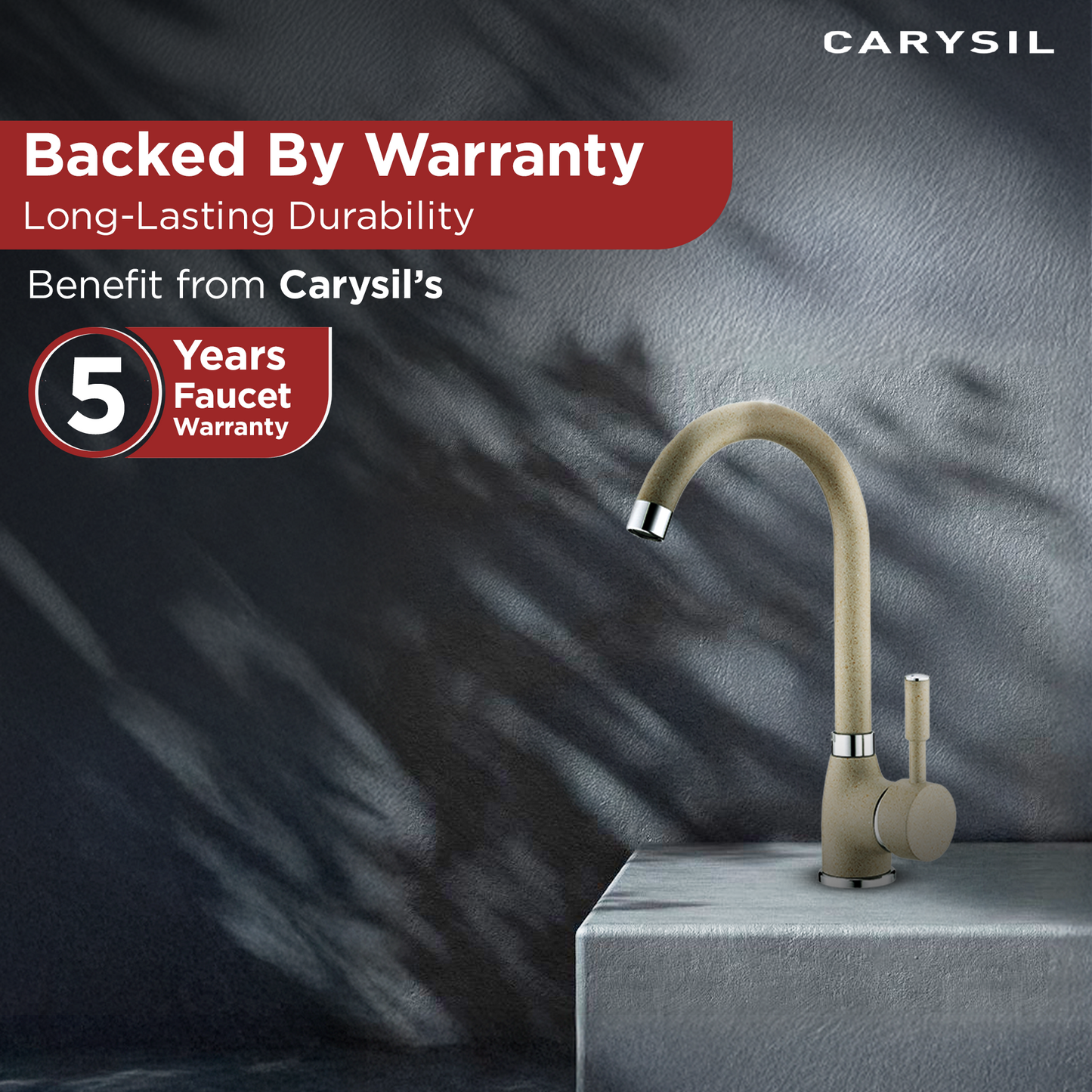 Carysil Alpha 1504 Modern Kitchen Faucet, High Arc with 360-Degree Swivel, Single-Lever Handle for Hot/Cold Water, Cornflakes, 5-Year Warranty