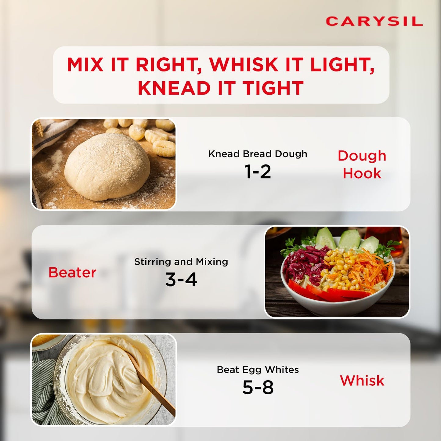 Carysil Stand Mixer, 6 Speed Settings with Pulse, Die-Cast Dough Hook & Whisk, 4.5L Removable Bowl, 220V DC Motor, Pizza Dough & Cake Mixer, Food Processor for Kitchen Use, Premium Black Finish