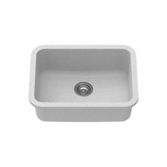 Carysil Quartz Q 320 Grande Single Bowl Kitchen Sink, Real Stone Finish, 304 Stainless Steel Coupling, Kitchen Sink with Sloping Drain, Noise Reduction Design, 24x18x8 inches, Arena