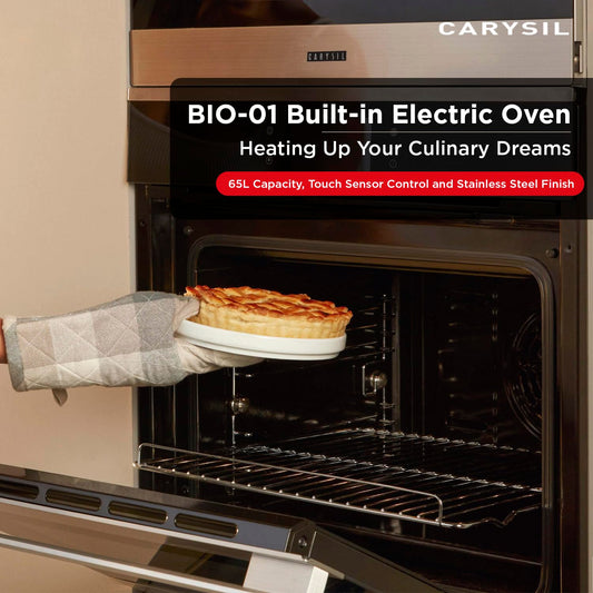 Carysil Built-in Electric Oven BIO-01, 65L Capacity, 8 Cooking Function, Sensor Touch Control, Triple Insulated Glass Door, Grill, Bake & Roast, Child Lock, Stainless Steel Finish
