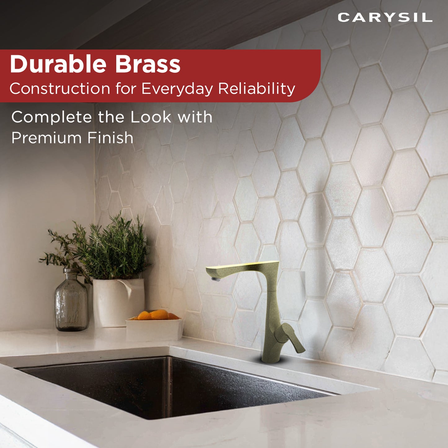 Carysil Alpha 1506 Modern Kitchen Faucet, 360-Degree Swivel Spout, Single-Lever Handle for Hot/Cold Water, Cornflakes, 5-Year Warranty
