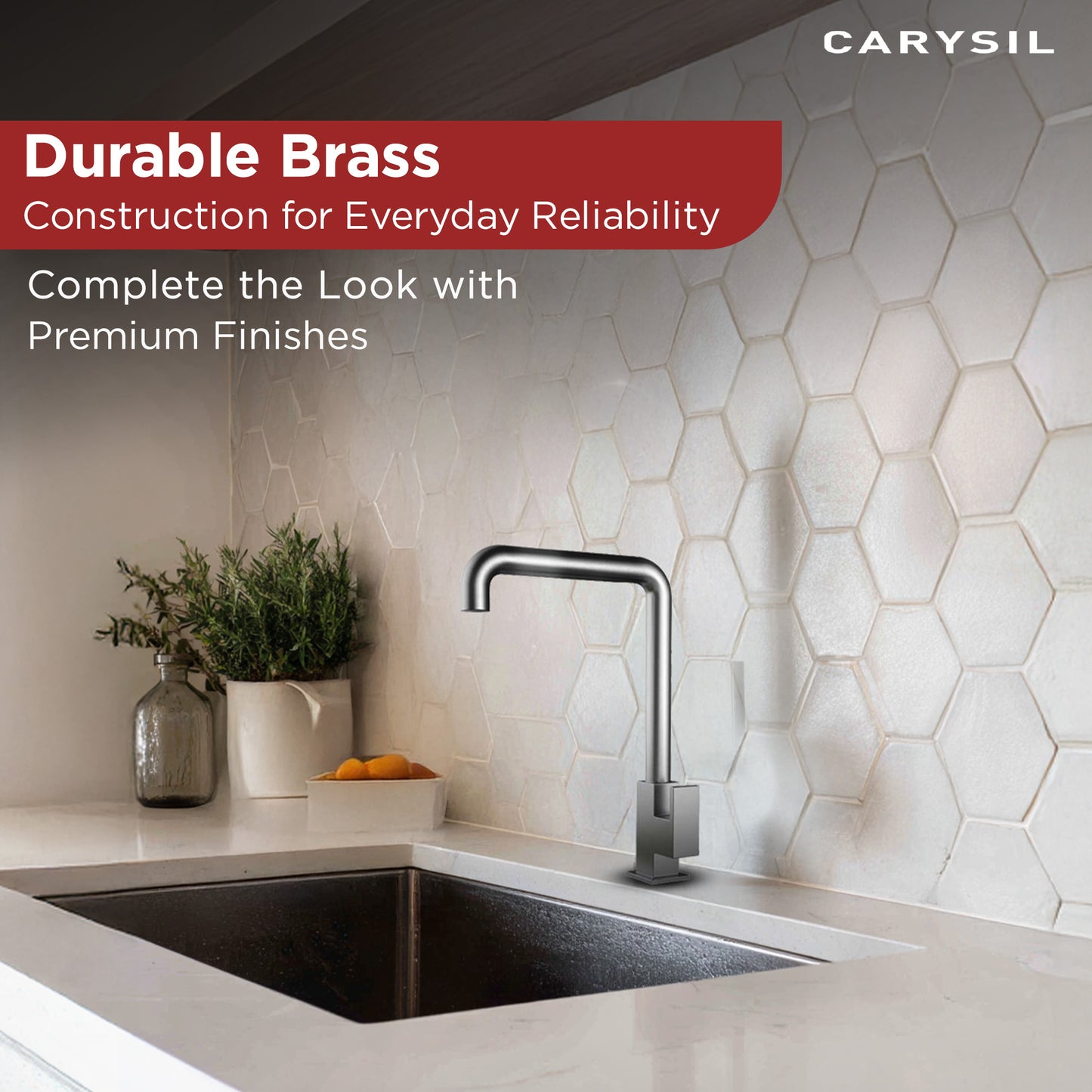 Carysil CT-01 Cold Tap Modern Kitchen Faucet, 360-Degree Swivel, Single-Lever Handle for Cold Water, Chrome Finish, 5-Year Warranty