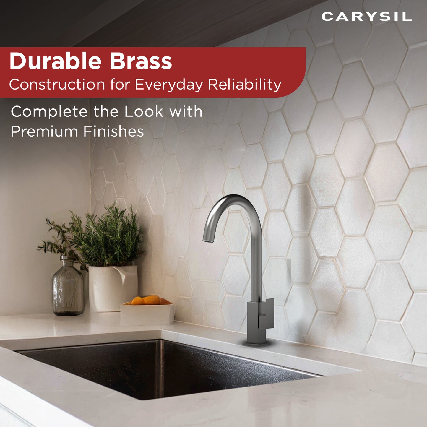 Carysil CT-02 Cold Tap Modern Kitchen Faucet, 360-Degree Swivel, Single-Lever Handle for Cold Water, Chrome Finish, 5-Year Warranty