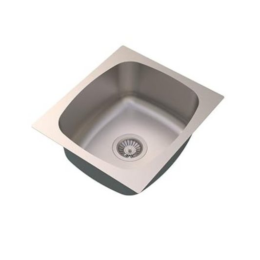 Carysil Elegance Series Single Bowl Kitchen Sink, Stainless Steel Kitchen Sink, 304 Stainless Steel Coupling, Noise Reduction Design, Deep Bowl with Sloping Drain, 18x16x7 inches, Matt Finish